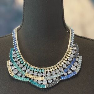 Dramatic Elegant Blue and Silver Necklace